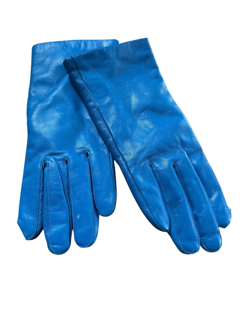 Women's Blue Leather Gloves